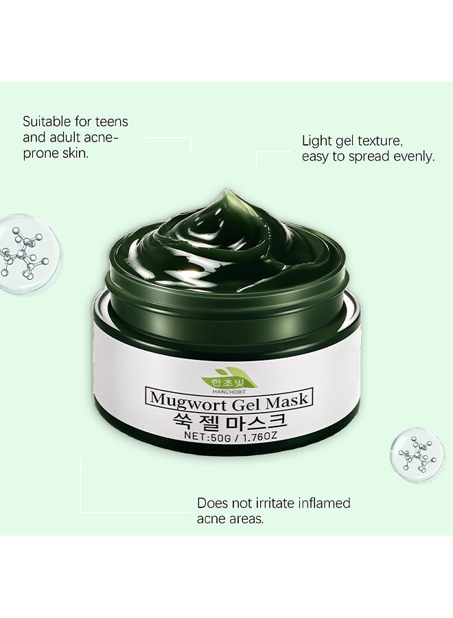 HANCHOBIT Mugwort Gel Mask - Gentle and Moisturizing for Clearing Acne-Prone Skin, Deeply Cleansing Pores, Hydrating and Nourishing, Sleep Mask 50g - Image 4